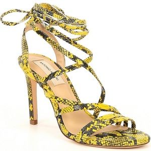 NWT ANTONIO MELANI Snake Print Lace Up Sandals